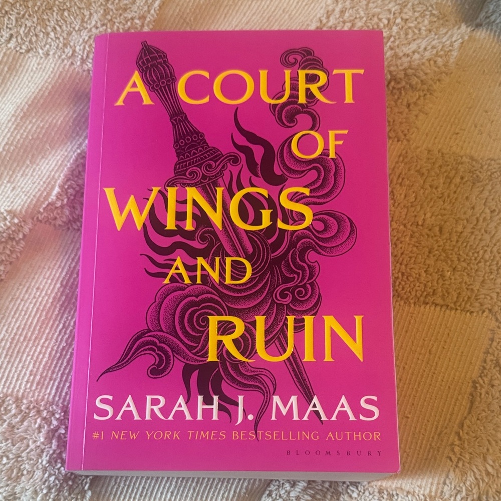 A Court of Wings and Ruin by Sarah J. Maas - Hot Pink & Yellow Paperback